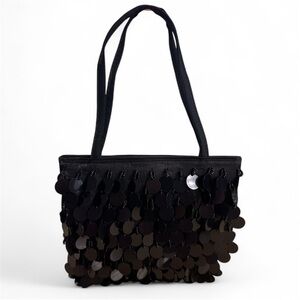 Vintage Y2K BEBE Small Black Sequin Disc Purse NYE Party Clubbing Fairy‎ Whimsy